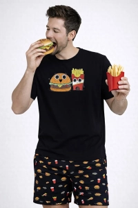 Erkek Pamuklu Baskılı Cepli Şortlu Pijama Takımı